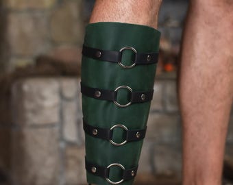 Leather greaves men, Leather leg armor, Leather leg bracers, Larp leather greaves, Viking leg guard, Viking leg armor, Leather leg guard