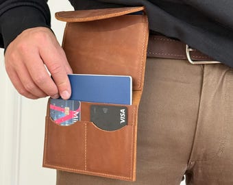 Leather travel wallet, Passport holder with card slots, Passport wallet for men, Travel document holder, Passport and card organizer