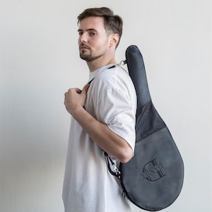 Borsa per racchetta da tennis personalizzata, Borsa per racchetta da tennis in pelle, Custodia per racchetta da tennis personalizzata, Custodia per racchetta da tennis con cinturino, Borsa per racchetta da tennis da uomo