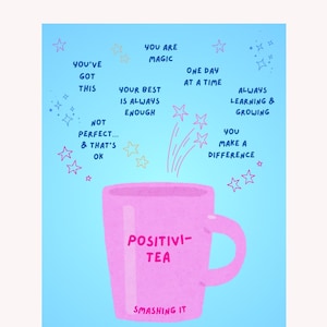 Poster quotidiano di ispirazione per una mentalità positiva, riempi la tua tazza, download digitale di psicologia e coaching, opera d'arte sulla salute mentale