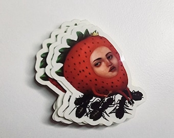 Strawberry Queen - clear sticker glossy