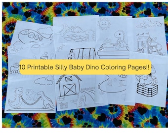 10 druckbare, herunterladbare Silly Dino Malseiten!