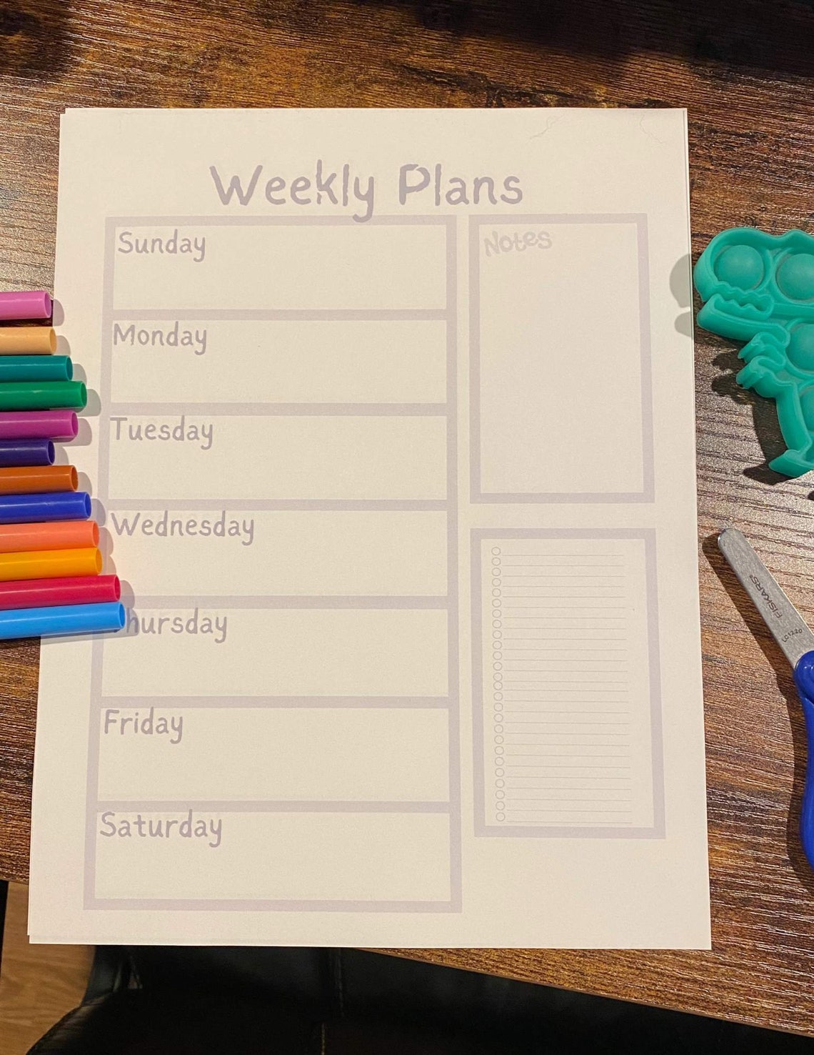 Simple Printable Weekly Template, Great for Kids, Students and Adults ...