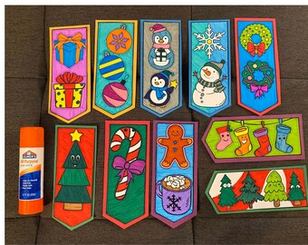 Wunderschöne, einfach auszumalende weihnachtliche Lesezeichen!