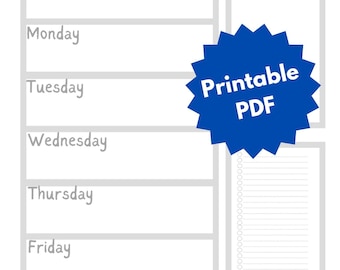 Einfache druckbare Wochenvorlage, ideal für Kinder, Studenten und Erwachsene!