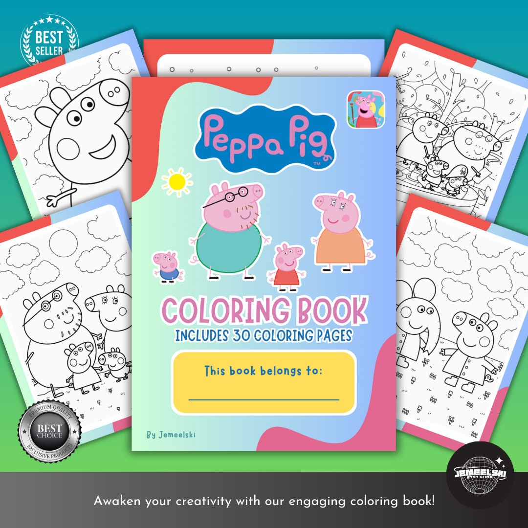 Peppa Pig Coloring Book 30 Pages - Etsy
