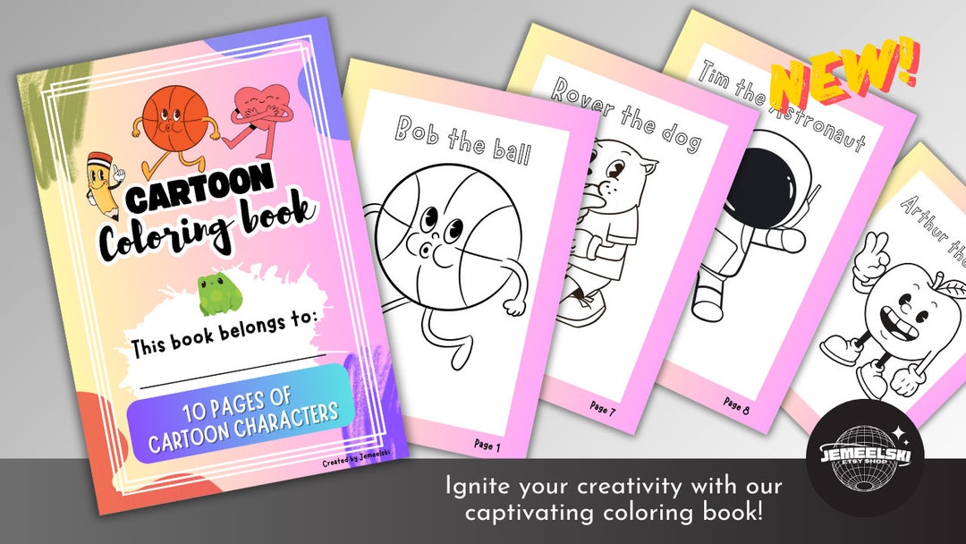 Cartoon Coloring Book 10 Pages - Etsy
