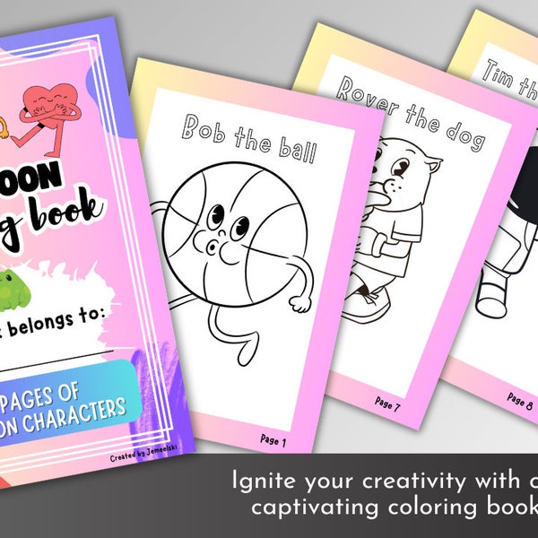 Cartoon Coloring Book (10 pages)