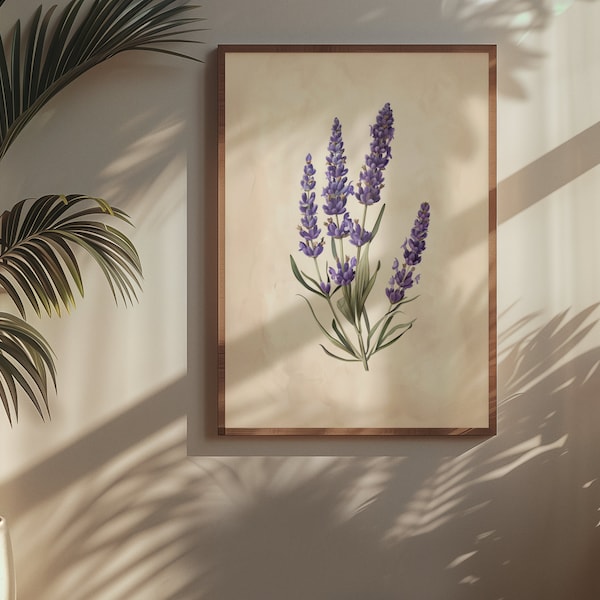 Watercolor Lavender: Tranquil Floral Digital Print for Relaxation, Kitchen,Office,bedroom and more wall decor[Relax floral series]