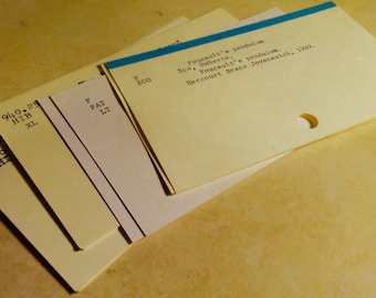 Library card catalog cards