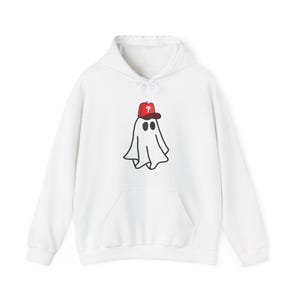 Philadelphia Phillies Red October Ghost Comfortable Hoodie White, Phillies Playoff Cozy Sweatshirt, Halloween Baseball Shirt, Men&#39;s, Women&#39;s