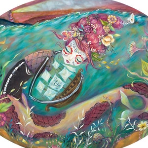 Mermaid, Day of the Dead, Sugar Skull, Pirate Ship, Lighthouse, Octopus, Dia de los Muertos, Seascape, Fine Art Print Heather Renaux