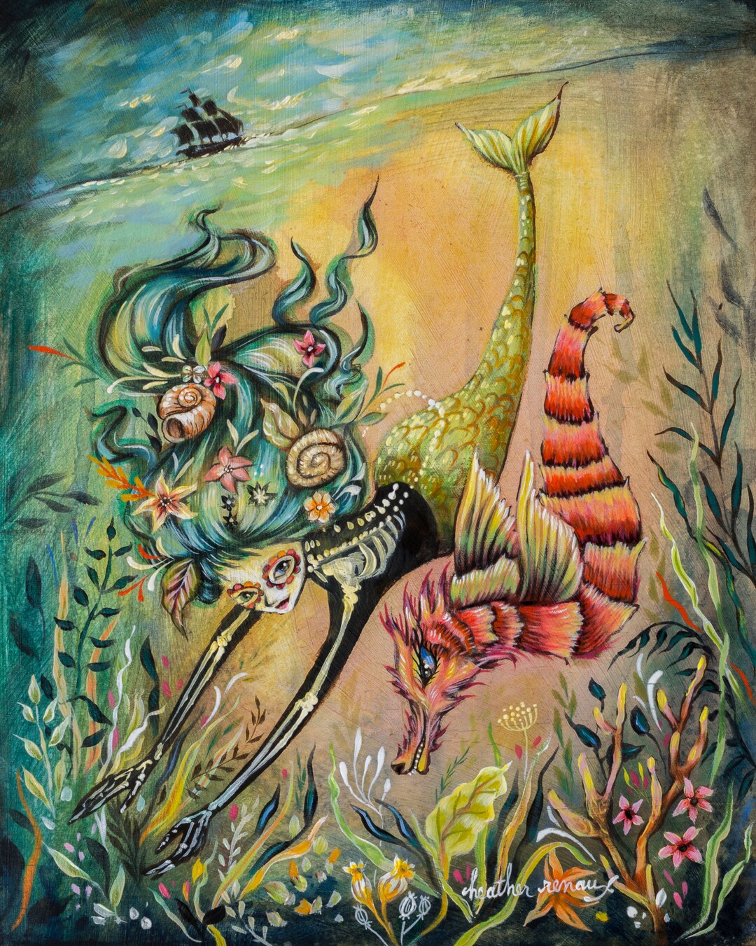 Mermaid Seahorse Sea Dragon Sea Monster Day of the Dead - Etsy