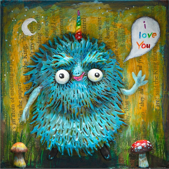 I Love You Monster, Cute Monster Art, Mushrooms Valentine's Day
