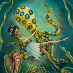 Octopus Lover Decor, Octopus Wall Art, Dancer, Octopus, Ballerina, Underwater Art, Dance Lover, Ballet, Print by Heather Renaux