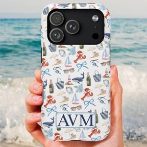 Custom Monogram Coastal Coquette Phone Case; MagSafe Phone Case; Coastal Grandma; Grandmillennial