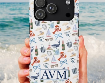 Custom Monogram Coastal Coquette Phone Case; MagSafe Phone Case; Coastal Grandma; Grandmillennial