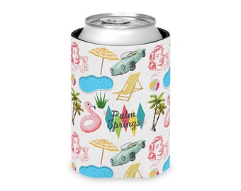 Palm Springs Muster Dosenkühler; Schlanke und regelmäßige Dosen; Mädchen Reise; Bachelorette Geschenk, Geburtstagsgeschenk;