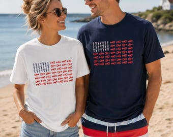T-shirt met Amerikaanse vlag kreeft; New England Fourth of July-T-shirt; Maat S-4XL; Dames Heren; Cape Cod, Maine, Nantucket, Rhode Island