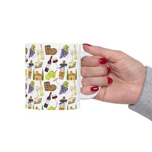 Wine Country Ceramic Mug, Vineyard Coffee Mug, Wine Lover Gift, Kitchen Decor, 11oz, 15oz