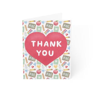 Cartes de remerciement pour enseignants avec enveloppes ; Blanc à l'intérieur ; (Paquets de 1, 10, 30, 50 pcs)