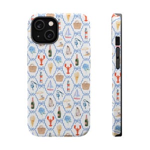 Preppy New England zomer iPhone-hoesje; MagSafe-telefoonhoesje; Cape Cod, Nantucket, Maine, Rhode Island, MVI
