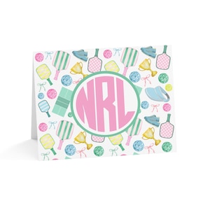 Tarjetas personalizables de Pickleball Preppy; Interior en blanco; Regalo de cumpleaños; Regalo para el Día de la Madre; Que te mejores pronto; Monograma; Tu mensaje aquí
