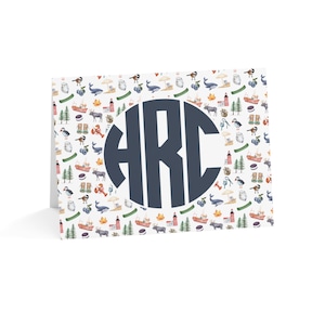 cartons de correspondance avec monogramme Maine ; Vierge à l'intérieur, enveloppes incluses (1, 10, 30, 50 pcs)