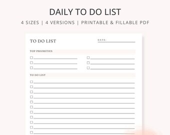 To Do List Printable | Daily Planner Template | Task List PDF | Productivity Planner | Minimalist Checklist | Digital Download