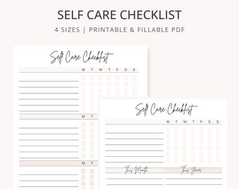 Self Care Checklist Printable | Self Care Tracker | Wellness Planner PDF | Mental Health Journal | Daily Routine Template | Digital Download
