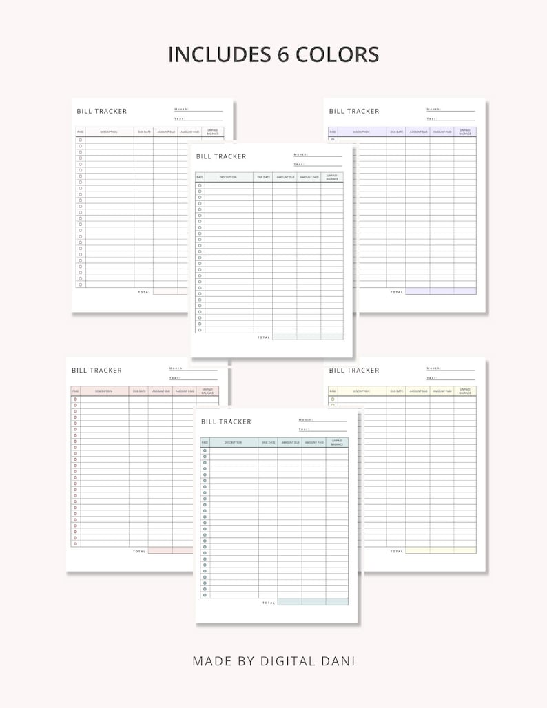 Bill Payment Tracker Printable | Monthly Bill Organizer | Budget ...
