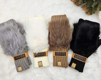 K-Premium Fur Wool Women Mittens