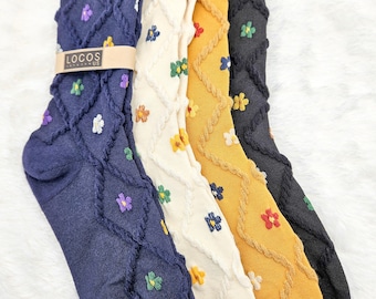 K-Premium Floral Long Cotton Socks