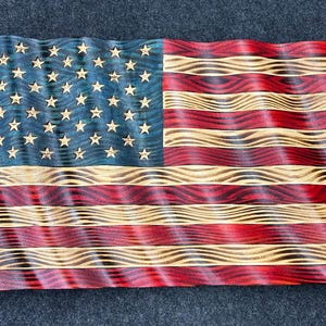 Rustic Wavy 3D Wooden USA Flag