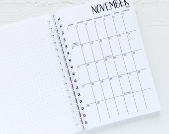 5 year small monthly spiral planner - start any month