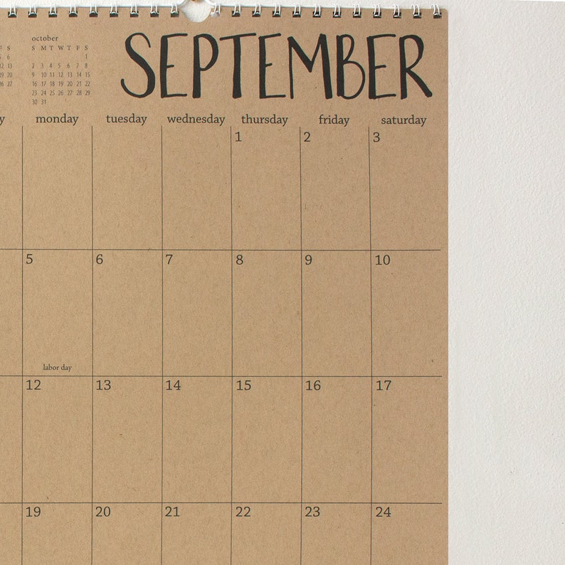 Large kraft wall calendar start any month Etsy