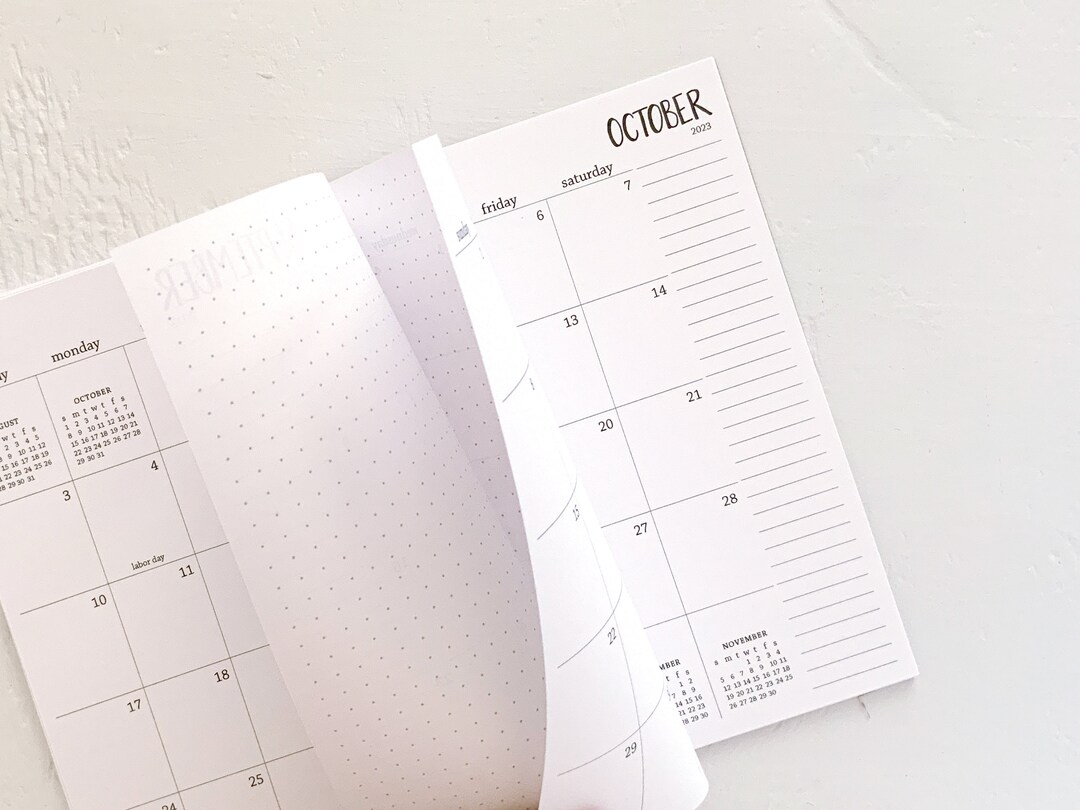 2024 Small Monthly Spiral Planner Pages Between Months Etsy