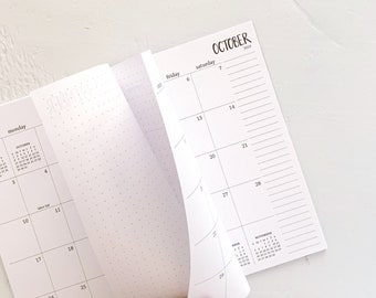 2024 small monthly spiral planner | pages between months