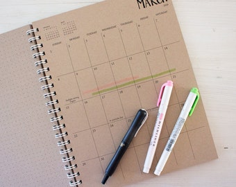 5 year large kraft monthly spiral planner - start any month