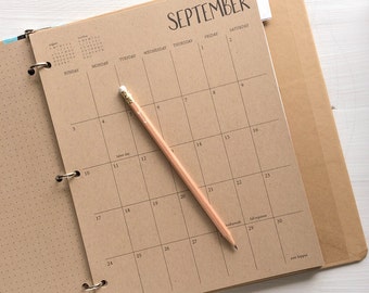 large kraft monthly planner sheets - start any month