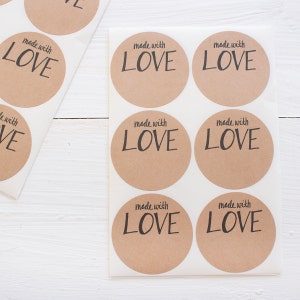 2 inch kraft circle stickers - made with love