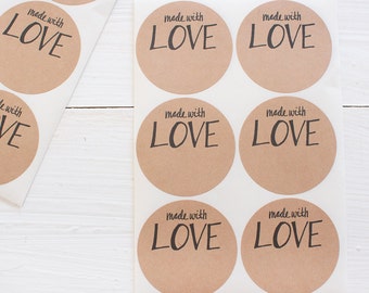 2 inch kraft circle stickers - made with love