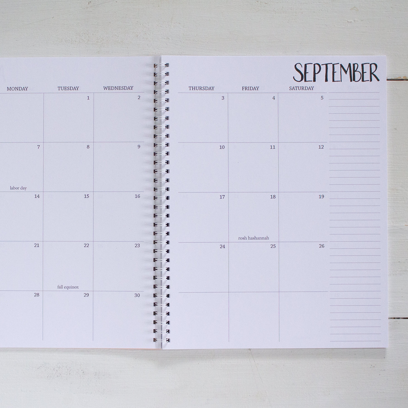 Large Monthly Spiral Planner - Start Any Month / 2 Pages per Month - Etsy