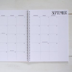 2 year large monthly spiral planner - start any month / 2 pages per month