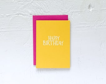 White Foil Happy Birthday Notecards - set of 5