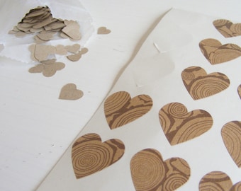 kraft logs mini heart stickers