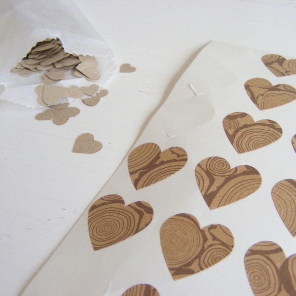 kraft logs mini heart stickers