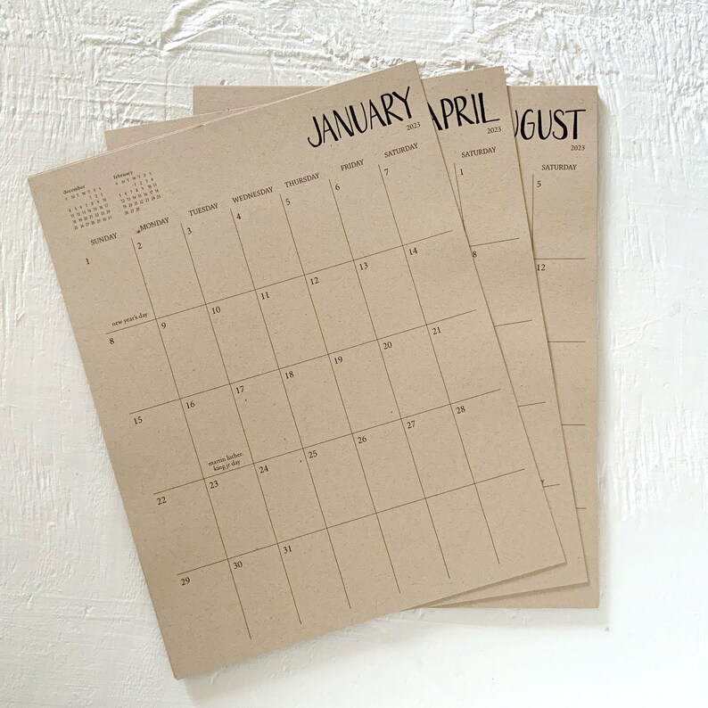 2023 Kraft Monthly Planner Sheets Etsy