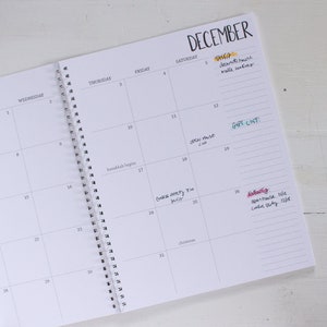 large monthly spiral planner - start any month / 2 pages per month