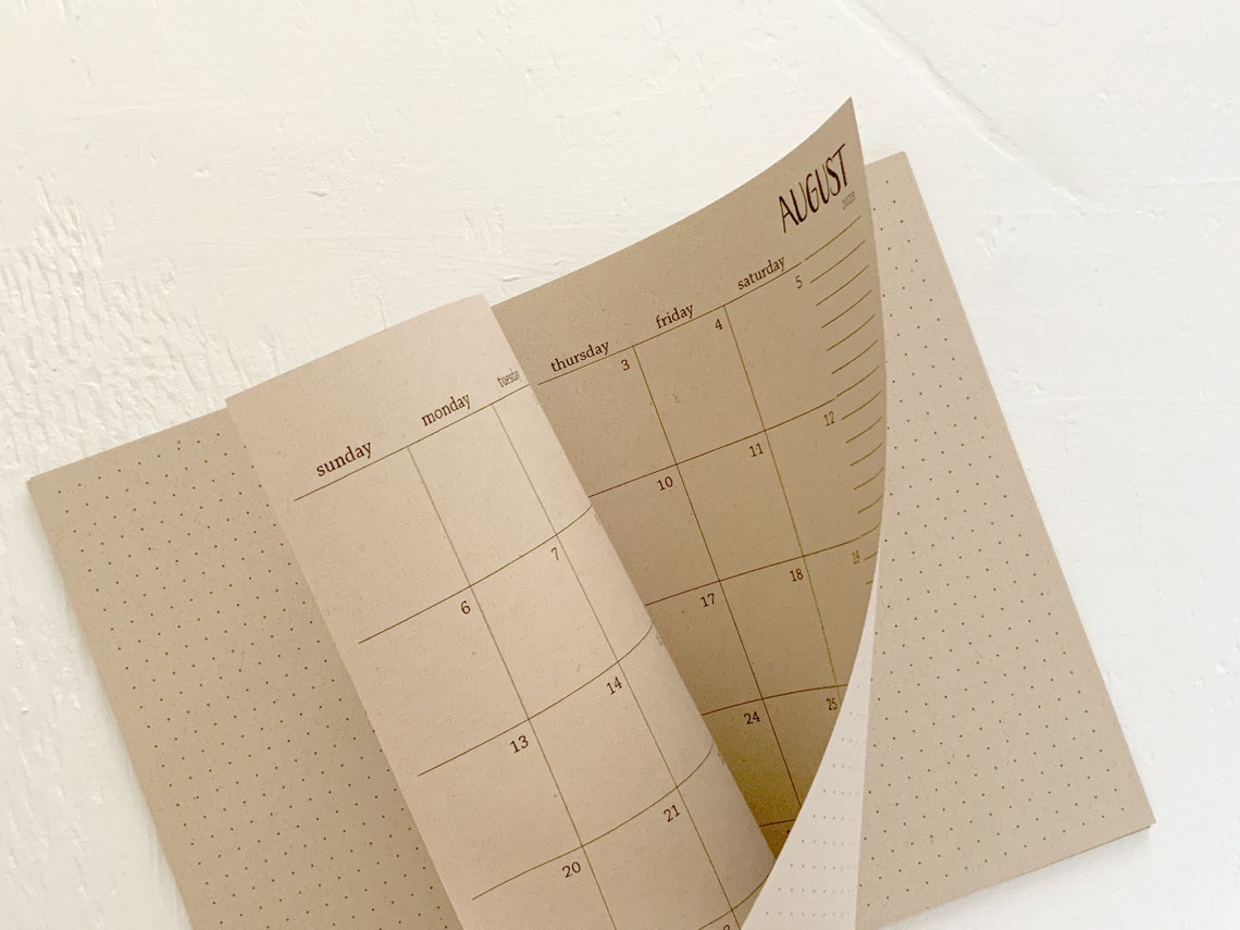 2023 Small Kraft Monthly Spiral Planner Pages Between Months Etsy